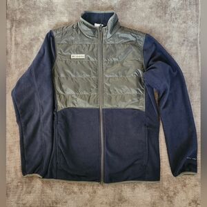 Columbia Basin Butte Fleece Full Zip Jacket Men's Size Med, navy and dark gray